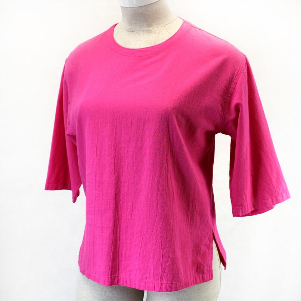 CMC Color Me 100% Cotton Pink Art to Wear Blouse Top Small Made USA